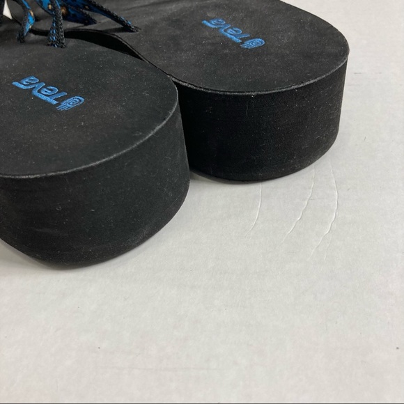 Teva Strappy Flip Flop Thong Sandals Blue Floral - Picture 7 of 10